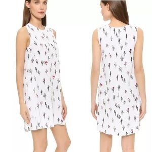 Kenzo Cactus Novelty Print Pockets Sleeveless White Womens Shift Dress 34 (S)